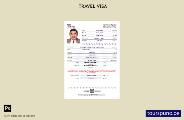 lista para imprimir la plantilla de visa electrónica de Arabia Saudita en format